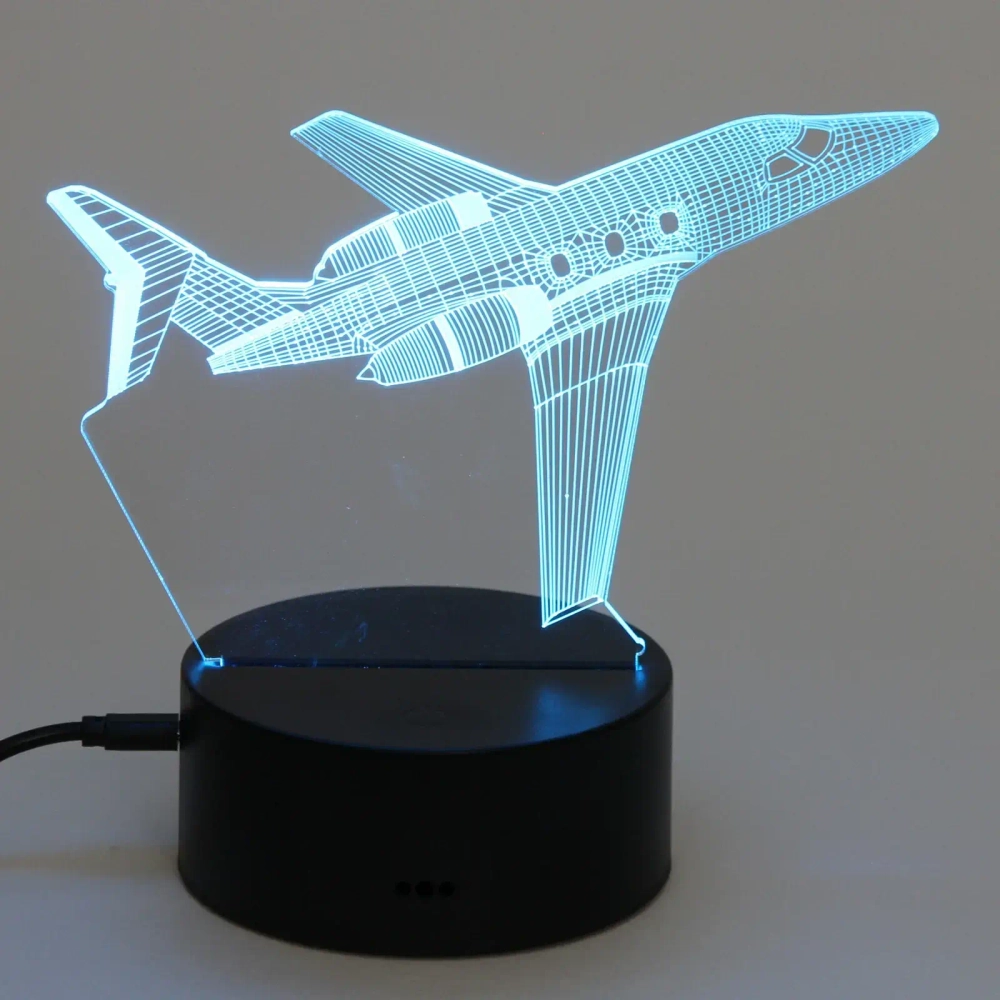 Светильник ночник «3D-Самолёт» на пластиковой подставке, с включателем USB