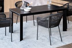 "Венето" обеденная группа на 4 персоны со стульями "Лион", каркас темно-серый, роуп темно-серый