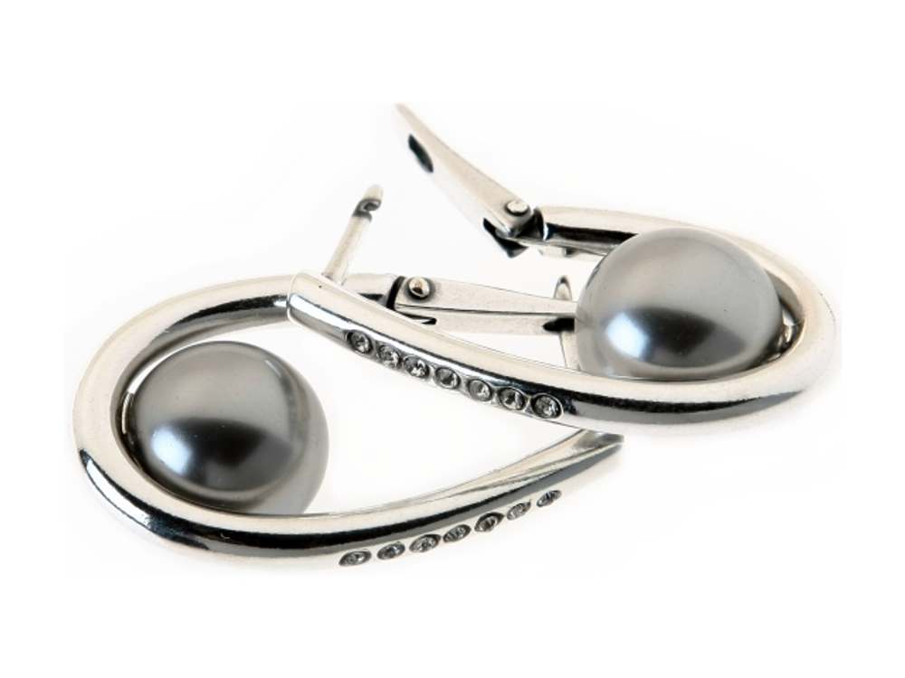 "Эол" серьги в серебряном покрытии из коллекции "Жемчужная" от  Jenavi  с английским замком