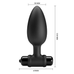 Черная анальная пробка с вибропулей - 11,8 см.