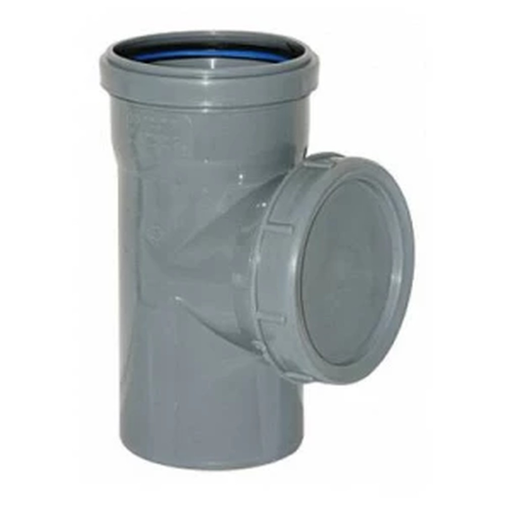 Ревизия с крышкой канализационная ПП 110 мм с раструбом серая Синикон Стандарт