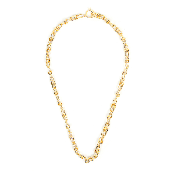 Колье золотая цепь, узелки бесконечность