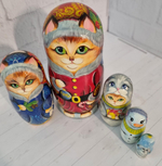 Матрешка Новогодняя кошечка 5 мест