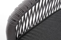 "Канны" диван 3-местный плетеный из роупа, каркас алюминий белый муар, роуп светло-серый круглый, ткань серая 017