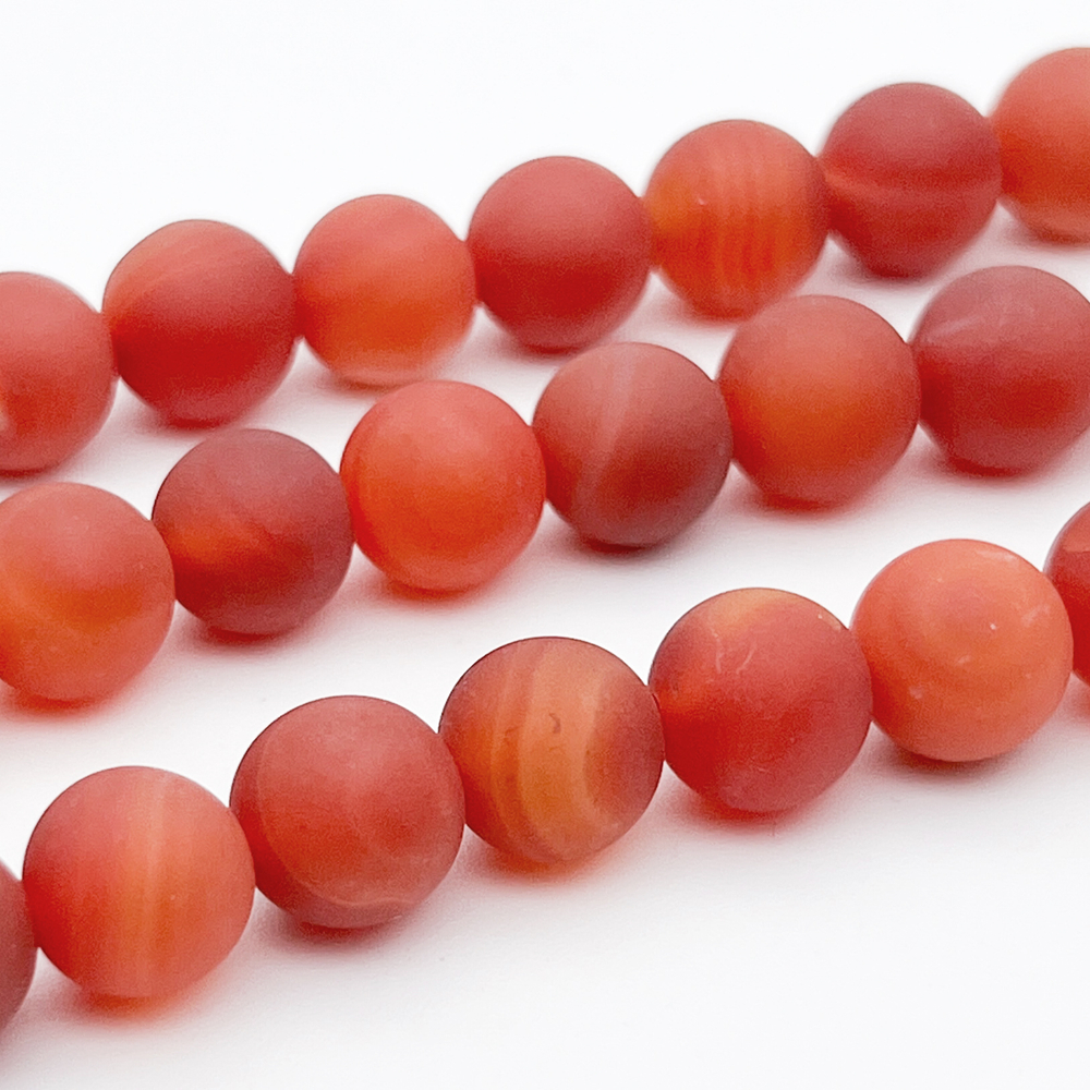 Агат матовый бусины, тонированный под сердолик, диаметр около 10-10,2 мм, цена за 18-19 шт (1/2 нити)