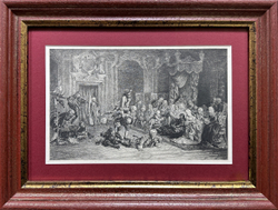 Шуты при дворе императрицы Анны Иоанновны. Гравюра по известной картине В. Якоби. 1740 г.