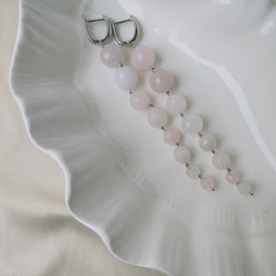 Серьги «Кварцевый каскад» с розовым кварцем