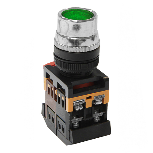 Кнопочный выключатель ABLF-22 зеленая с подсветкой 1з+1р 230В