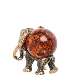 Народные промыслы AM-1381 Фигурка «Мамонт» (латунь, янтарь)