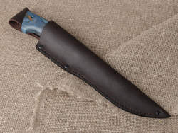 Нож "Алтай", сталь Bohler N690, рукоять синяя стабилизированная береза