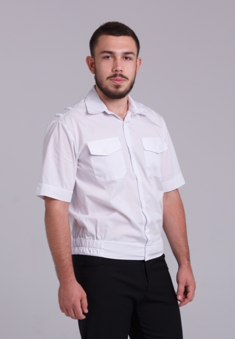 Рубашка форменная кадетская для кадетов казачья школьная детская белая короткий рукав хлопковая хлопок