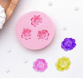 Молд силиконовый 5 см "Три малых розы"