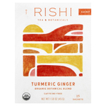 Rishi Tea, органическая растительная смесь, куркума и имбирь, без кофеина, 15 пакетиков, 45 г (1,58 унции)