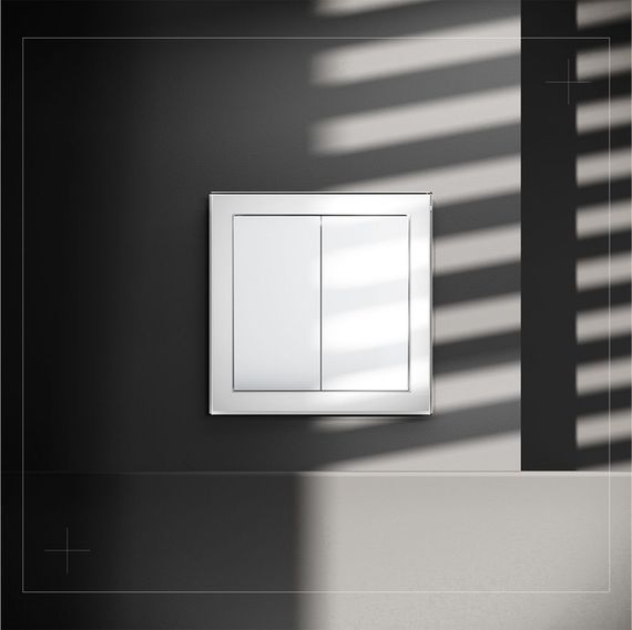 Проходной переключатель встраиваемый Voltum S70 двухклавишный 10А, (белый глянцевый) VLS020301