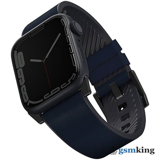 Uniq STRADEN Waterproof Leather/Silicone Strap for Apple Watch 42|44|45mm Blue