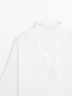 Massimo Dutti Футболка с воротником, натуральный, кремовый