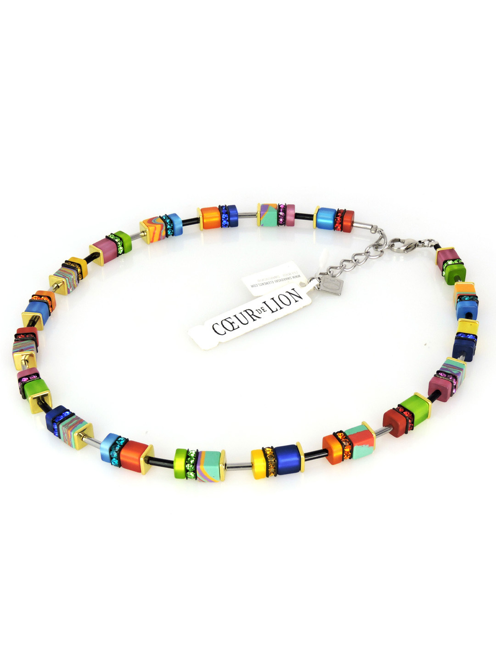 4746/10-1500 Coeur de Lion Радужное колье Multicolor с кристаллами Сваровски.