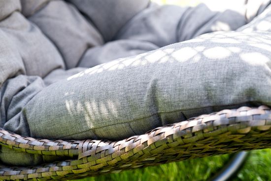 "Виши" подвесное кресло-кокон из искусственного ротанга, цвет коричневый с серо-коричневой подушкой