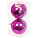 Новогодние шары 10 см (набор 2 шт) «Глянец», фуксия