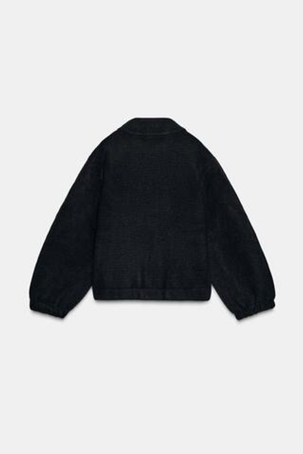 ZARA ТРИКОТАЖНЫЙ БОМБЕР НА МОЛНИИ, ЧЕРНЫЙ