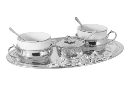 Chinelli Чайный набор Giglio на 2 персоны: поднос, 2 чашки, 2 ложки, сахарница с ложкой