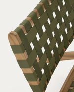 Складное кресло Chabeli из массива акации и шнура зеленого цвета