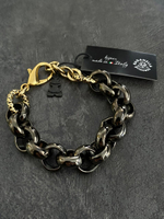 Браслет цепь ролло гигант, оттенок графит и золото