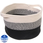 Корзинка плетёная интерьерная с ручками «ТРЕГОРИЯ», цвет чёрный/белый, 27*16*27см, (лейбл селфи)