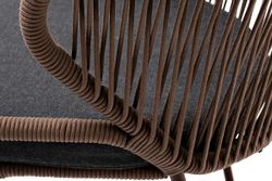 "Милан" стул плетеный из роупа, каркас алюминий коричневый (RAL8016) муар, роуп коричневый круглый, ткань темно-серая 027