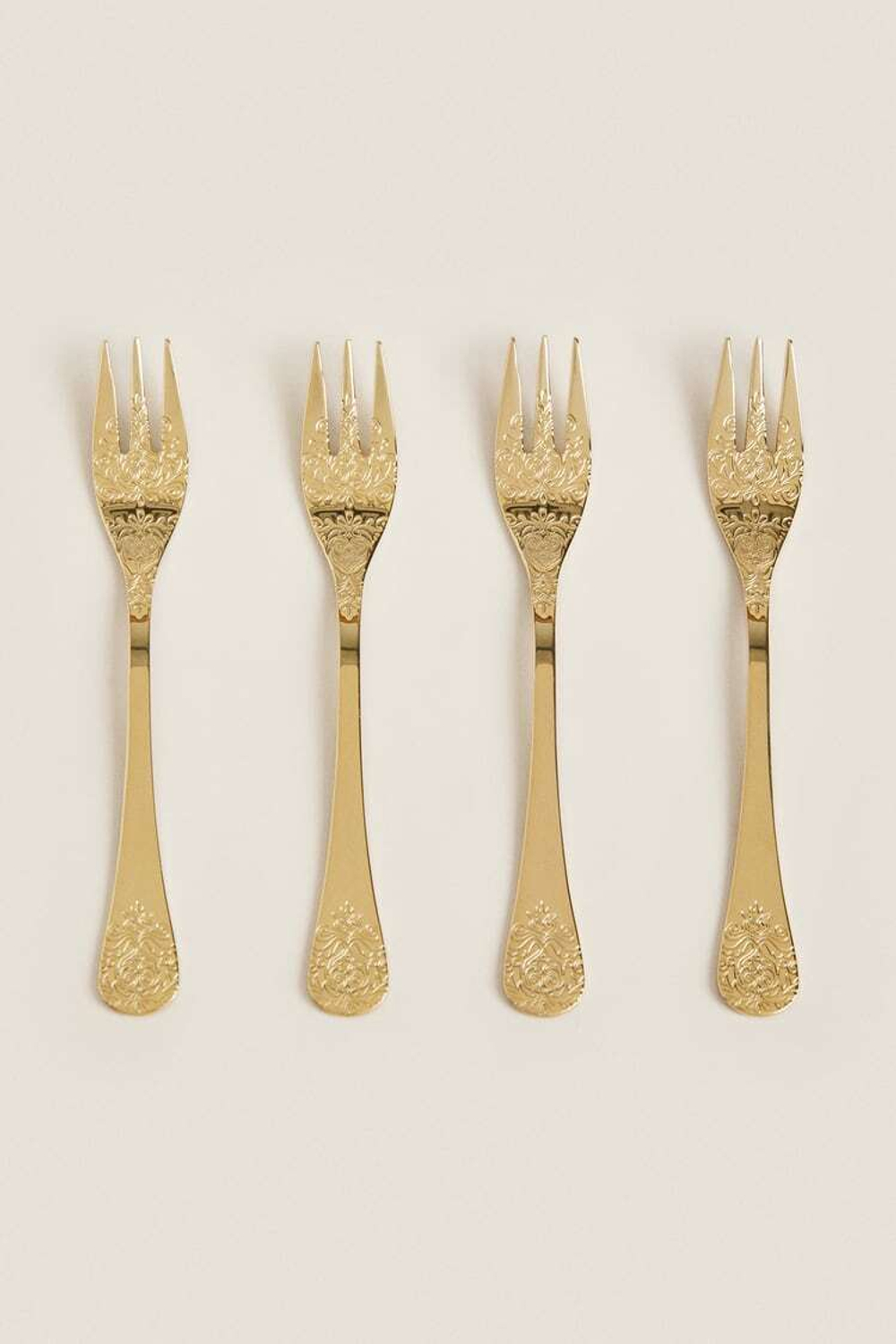 ZARA HOME НАБОР ВИЛОК С РЕЛЬЕФНЫМ УЗОРОМ, ЗОЛОТОЙ