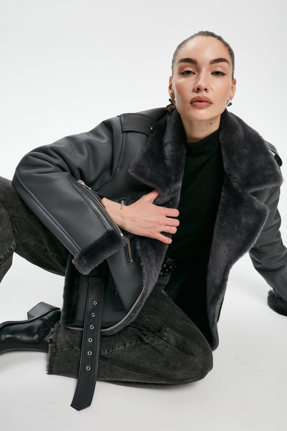 Дубленка графитовая