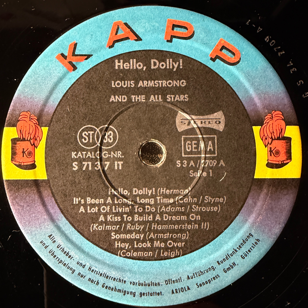 Louis Armstrong ‎– Hello, Dolly! (Германия 1964г.)