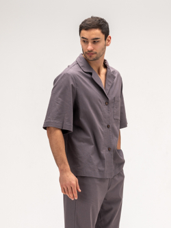 Костюм мужской льняной. Рубашка с брюками. Графит