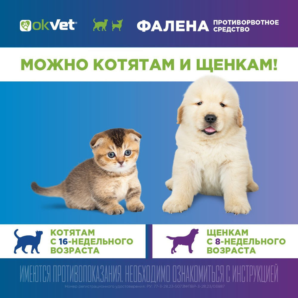 Раствор для инъекций для предотвращения рвоты различного генеза у кошек и собак Фалена (Okvet), 10мл Маропитант