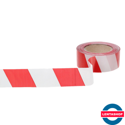 Лента оградительная бело-красная ЭКОНОМ 50 мм х 50 м