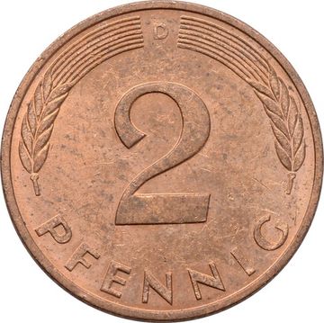 2 пфеннига 1968-2001 Германия (ФРГ)