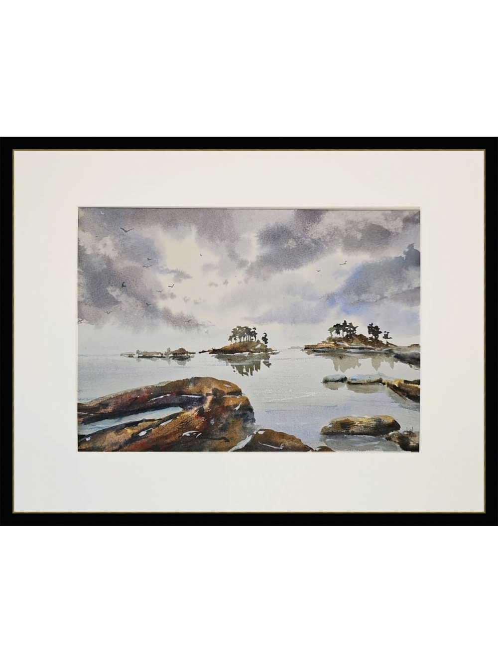 Картина авторская акварельная в паспарту 30х40 см на стену для интерьера "Ладога суровая! Ладога любимая!