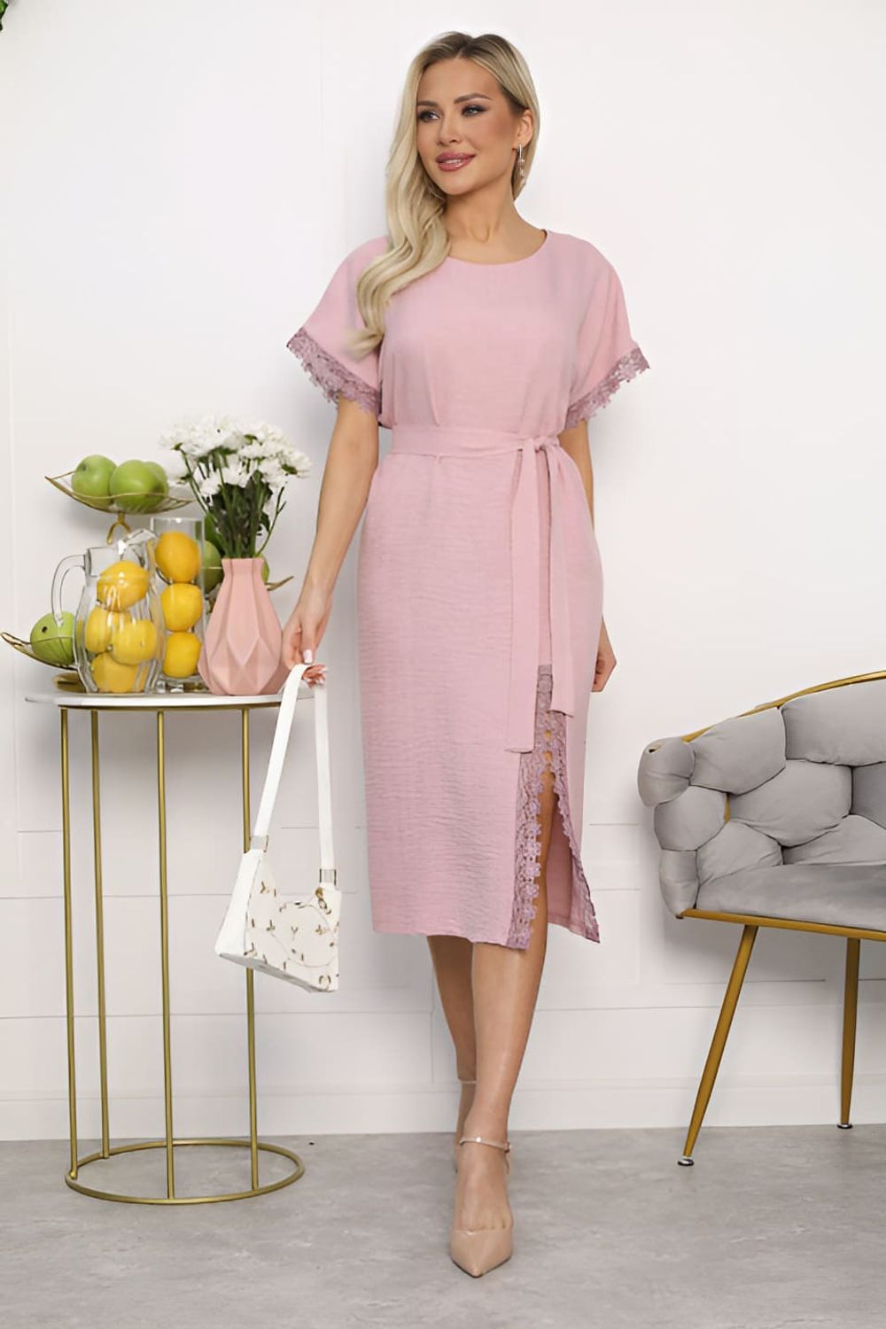 Платье Цветные кружева (пыльная роза) П13658-18М LT Collection