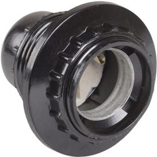 Патрон электрич. E27 с кольцом карболит. черный