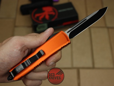 Нож Microtech UTX-85 S/E - оранжевая рукоять, стандартный клинок, черный + запчасти RK-395