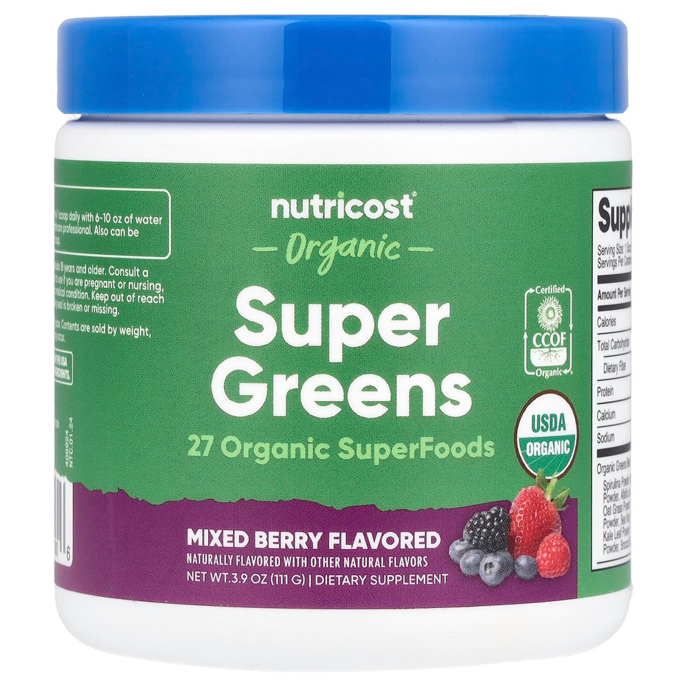 Nutricost, Органическая суперзеленая, ягодное ассорти, 111 г (3,9 унции)