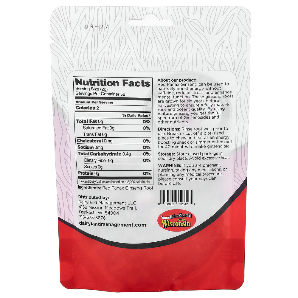 Dairyland Ginseng, красный женьшень, кусочки, 118 мл (4 унции)