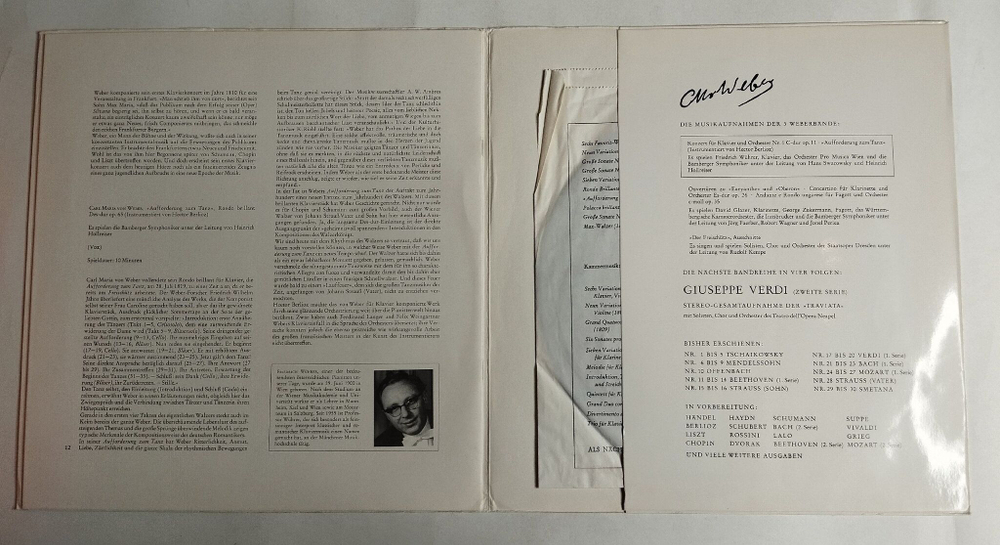 Винтажная виниловая пластинка LP Carl Maria Von Weber Вебер In 3 Folgen Band I 10 дюймов (Germany 1968)