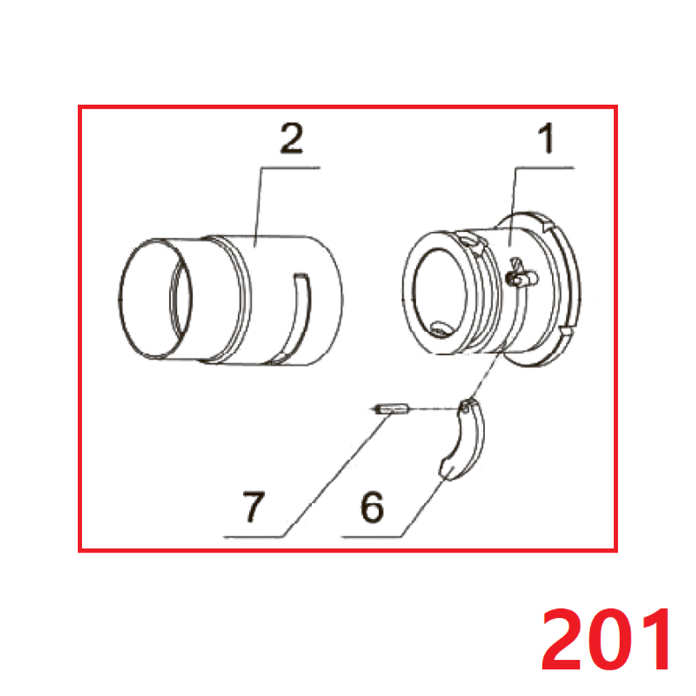 Запчасть №201 для PAG-PC84. Обоима в сборе (1, 2, 6, 7)