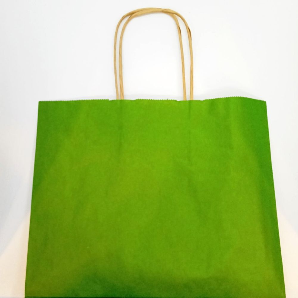 Подарочный пакет зеленый с ручками
