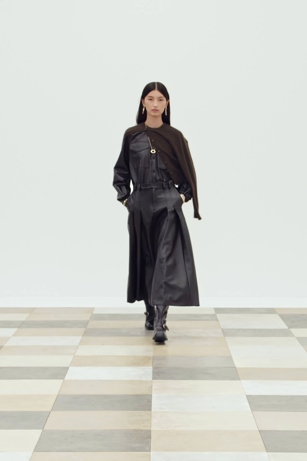 ZARA КОЖАНАЯ ЮБКА МИДИ, ШОКОЛАДНЫЙ