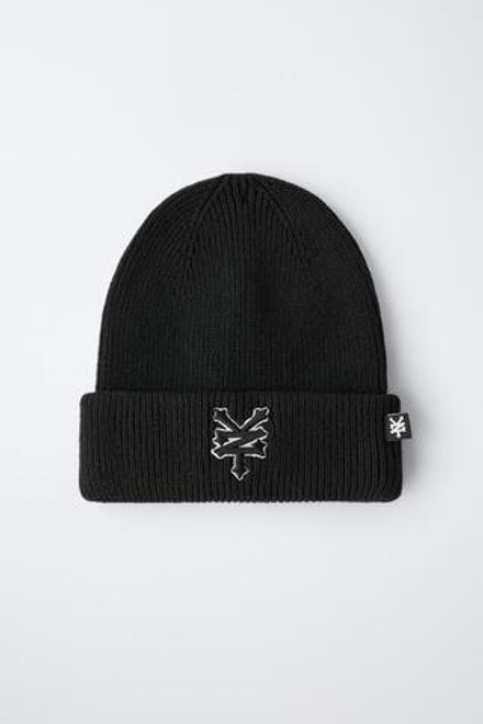 ZARA ВЯЗАНАЯ ШАПКА, ЧЕРНЫЙ