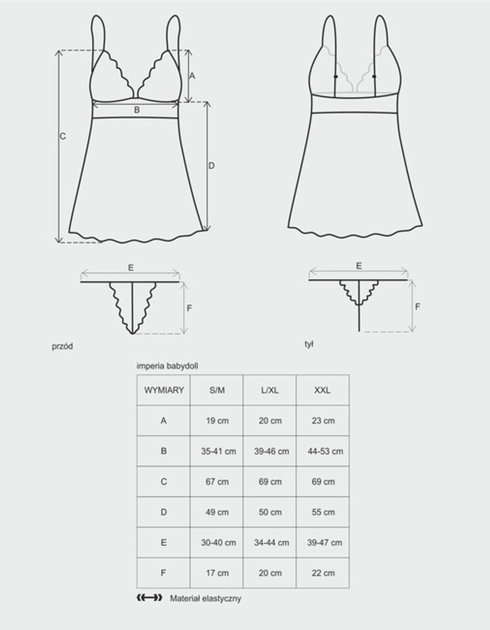 Черная сорочка с гипюровым верхом Imperia Babydoll SM (42-44) (Цвет: черный)