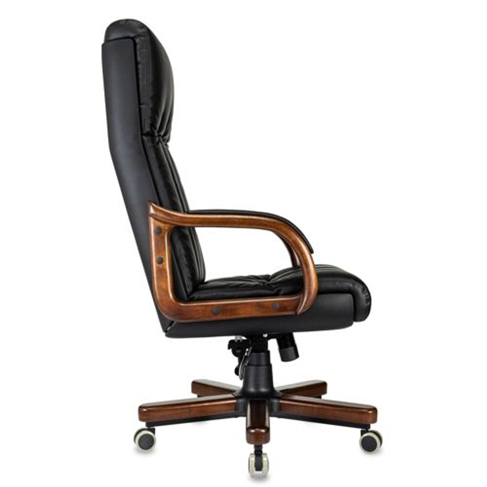 Кресло руководителя Бюрократ T-9932WALNUT/B, Кожа, Черная