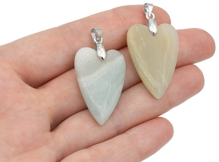 Подвеска "Сердце" 33мм из амазонита  (в ассортименте)